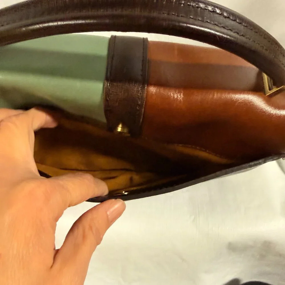 Patricia Nash Amara Top Handle Leather Crossbody Colorblock - Picture 6 of 11